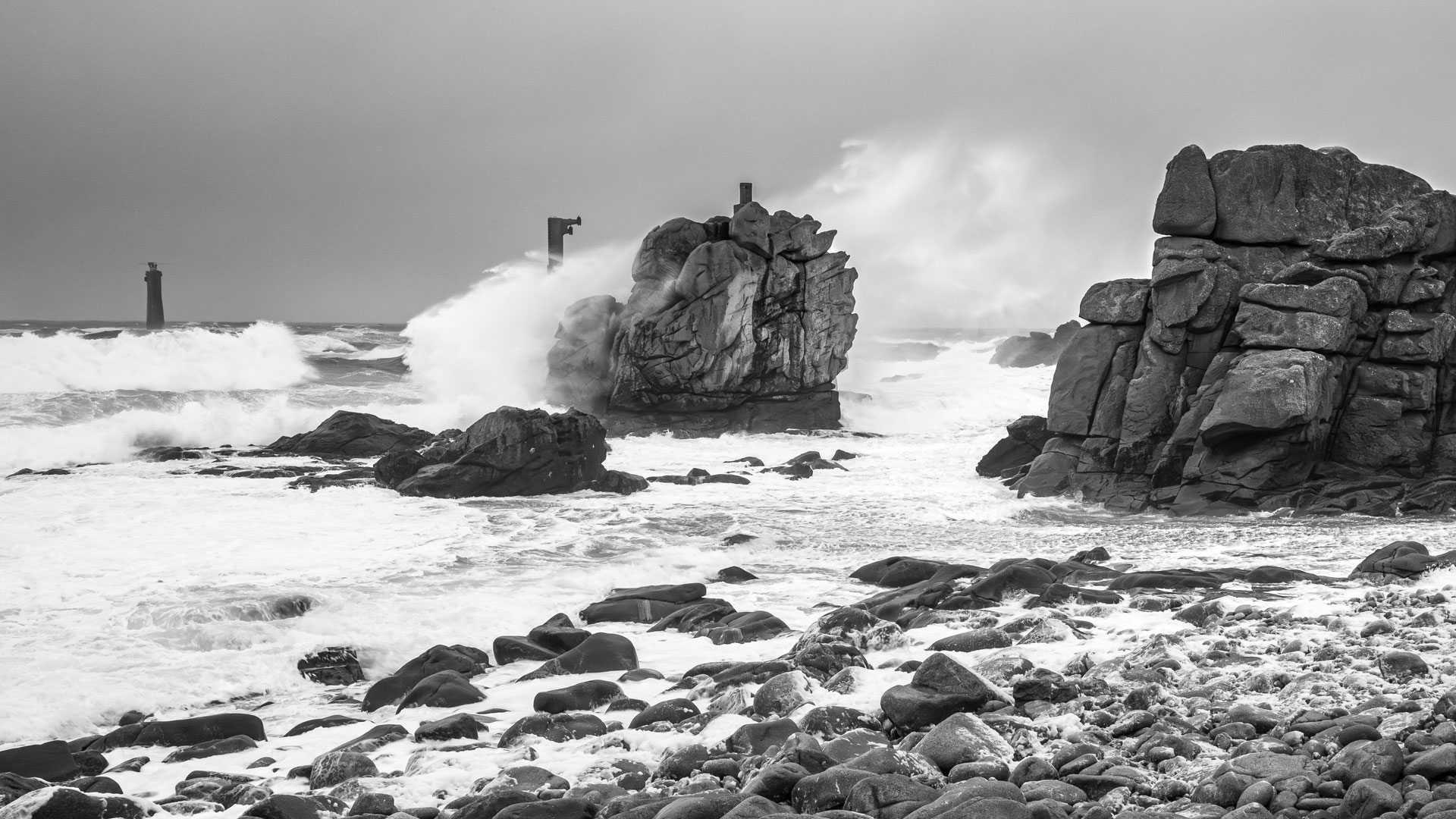 Photo de tempête à la pointe de Pern sur l'île d'Ouessant